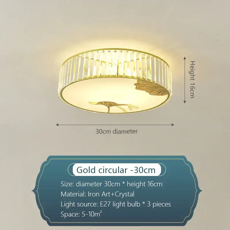 Gold Crystal Round Ceiling Light