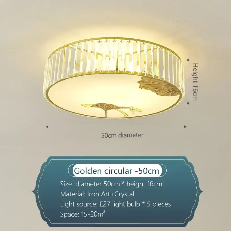 Gold Crystal Round Ceiling Light