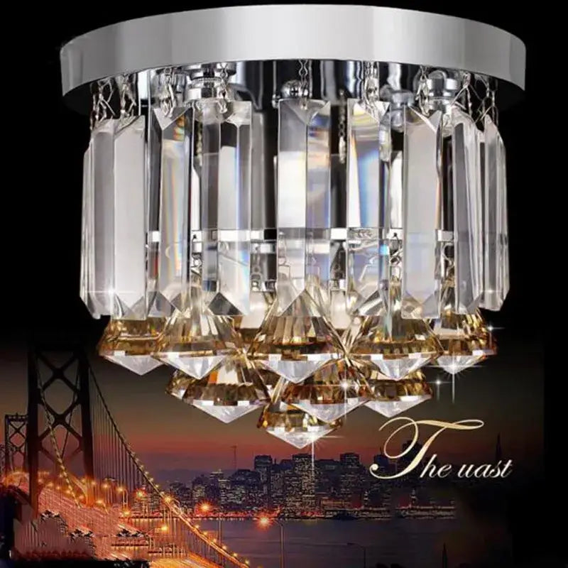 Gold Crystal 23cm Round Ceiling Light