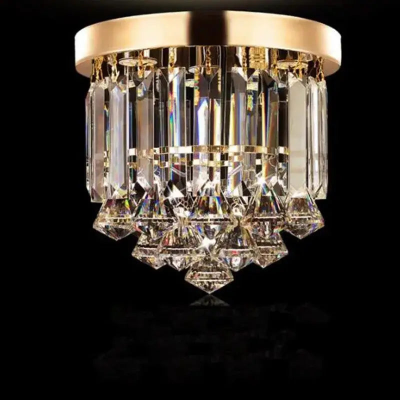 Gold Crystal 23cm Round Ceiling Light