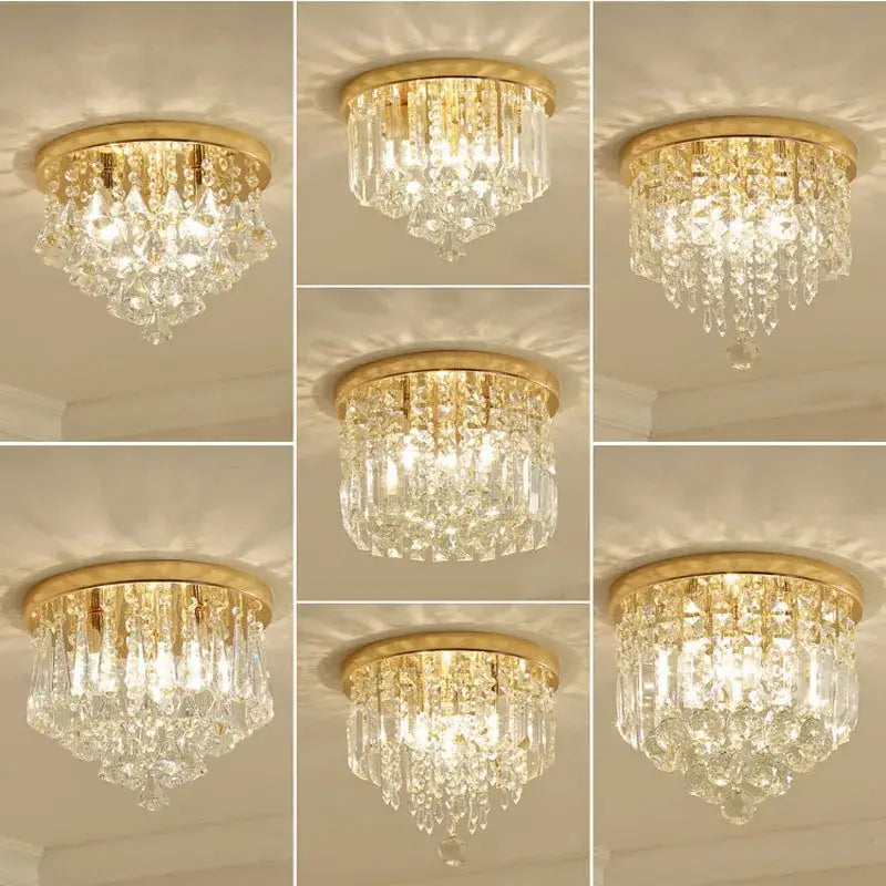 Gold Crystal 23cm Round Ceiling Light