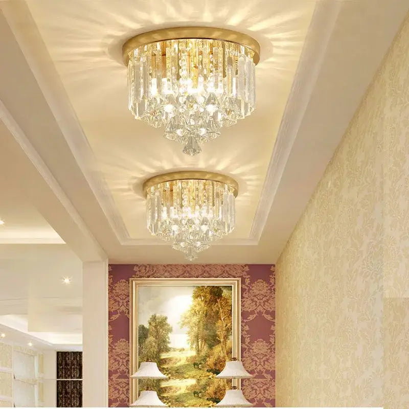 Gold Crystal 23cm Round Ceiling Light
