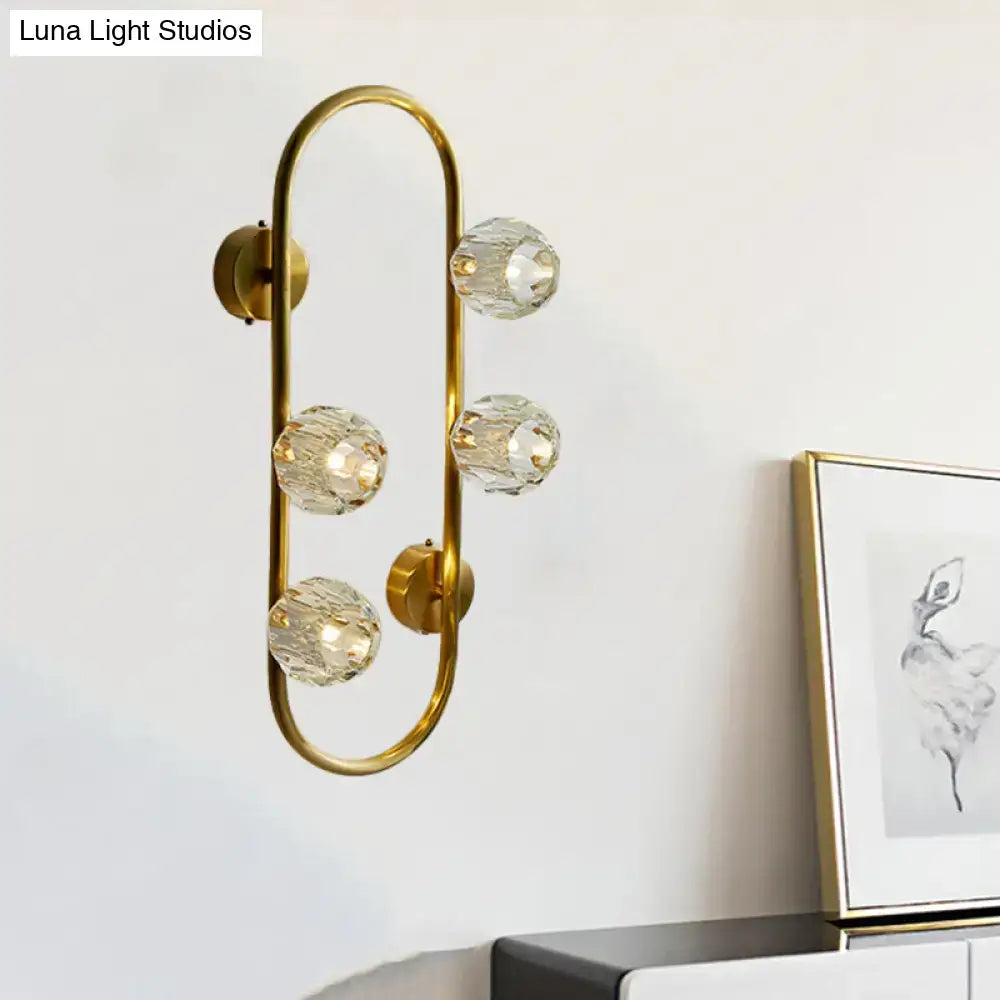Gold Oval Crystal Wall Lamp