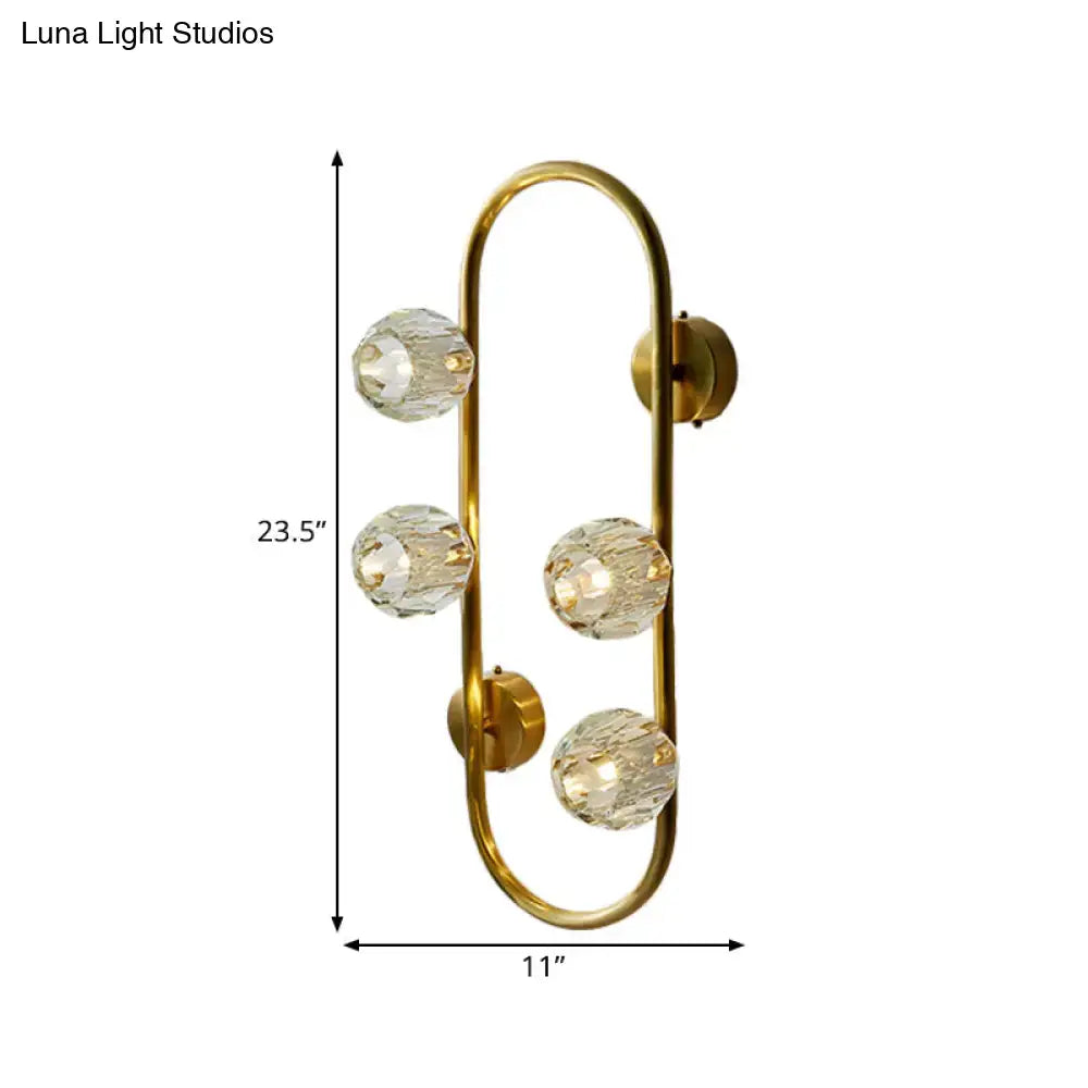 Gold Oval Crystal Wall Lamp