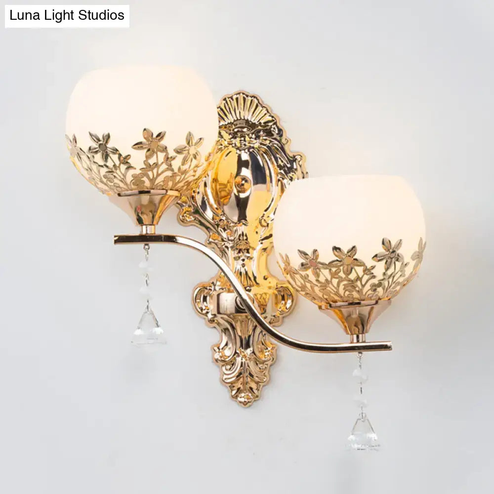 Gold Crystal Two-Head Wall Sconce