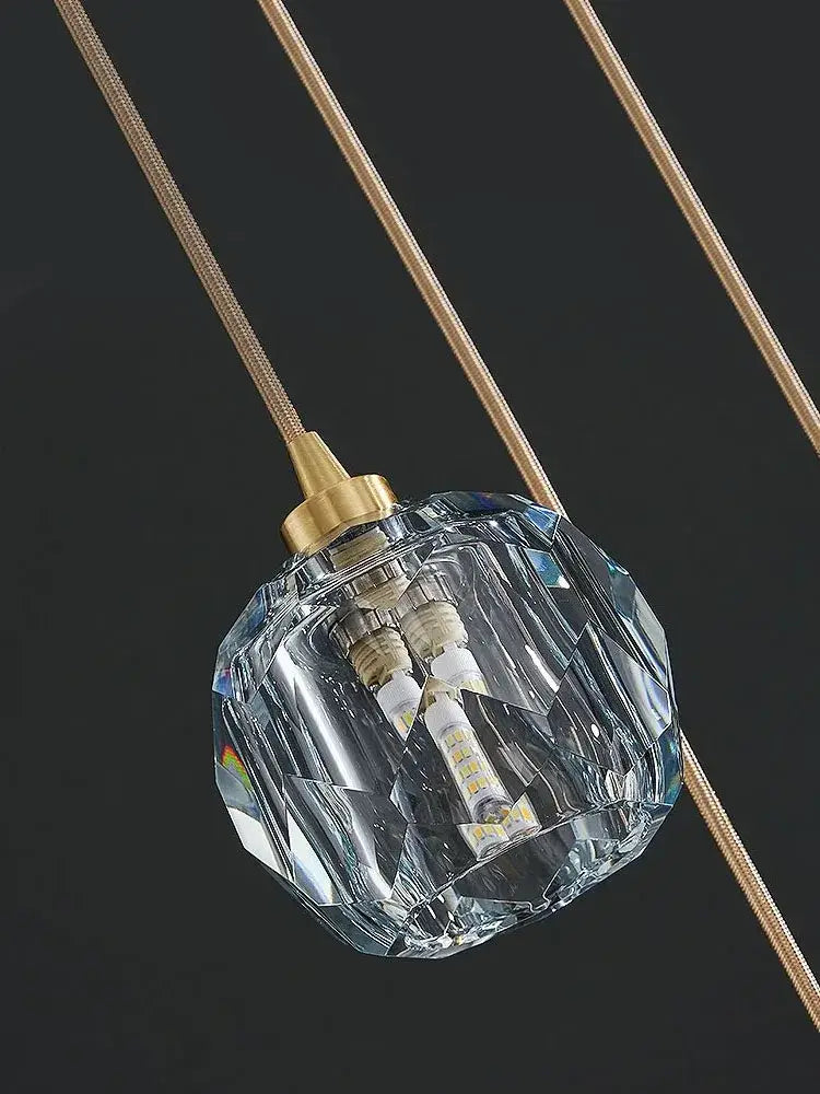 Gold Crystal Stair 30-Head Cascading Chandelier