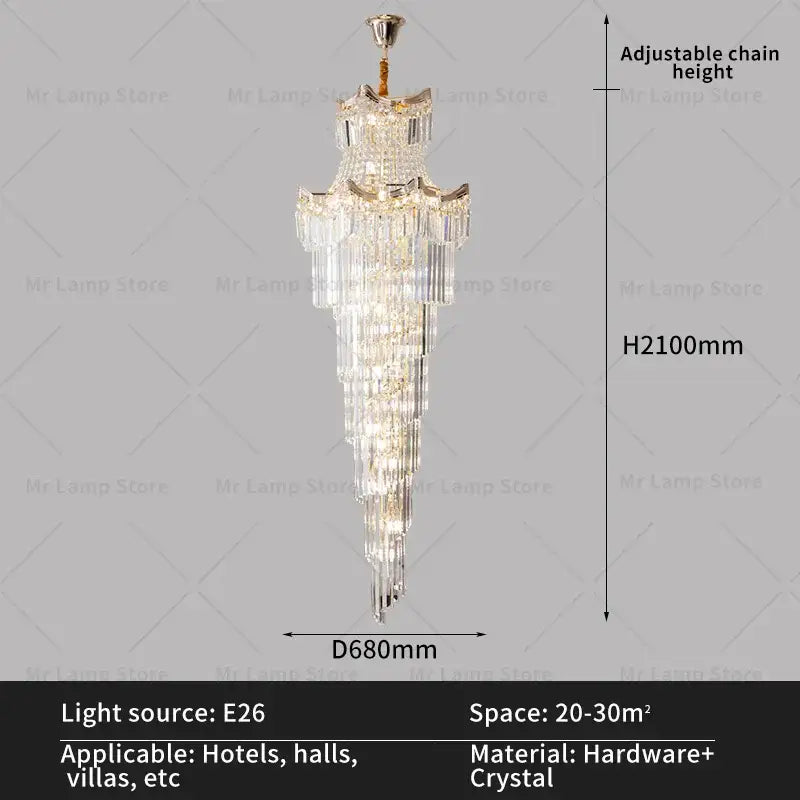 Gold Crystal Cascade Chandelier