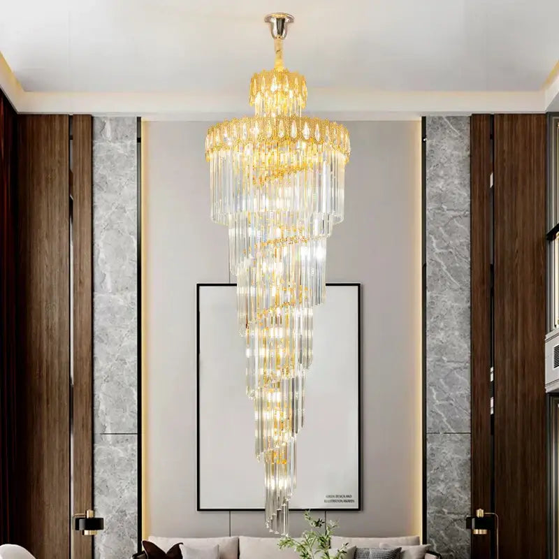 Gold Crystal Long 700cm Chandelier