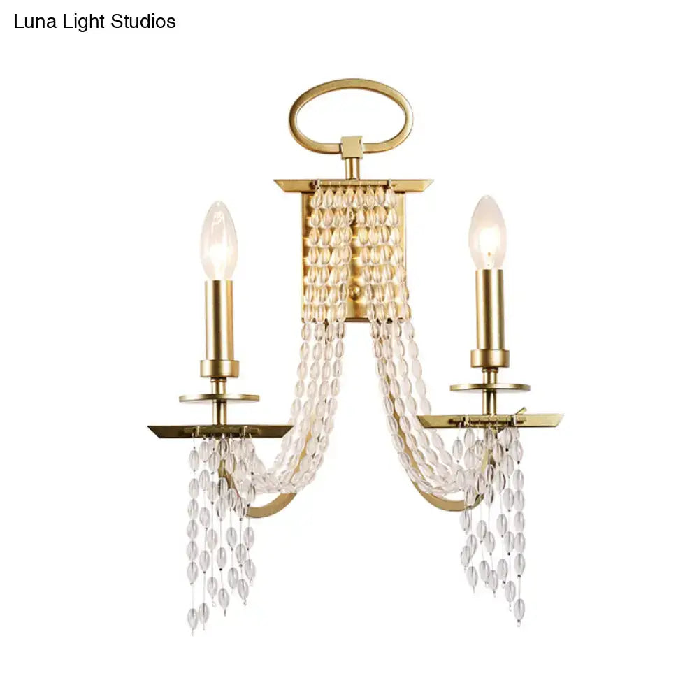 Gold Crystal Candelabra Strand Wall Sconce
