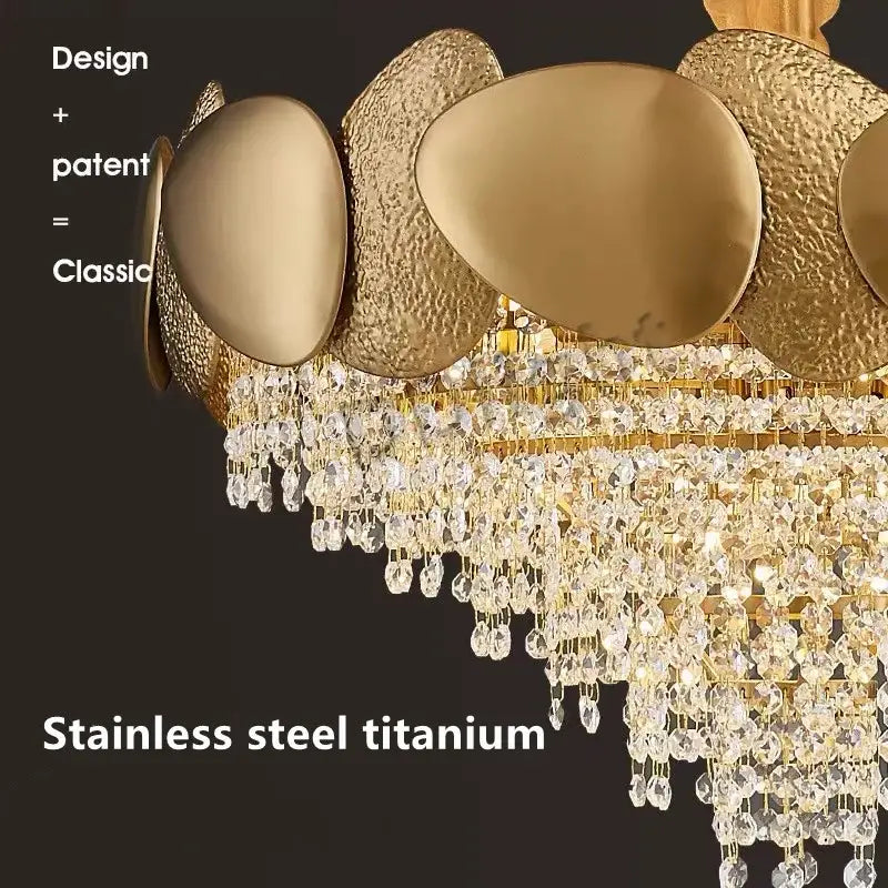 Gold Crystal Pendant Light With Crystal Tassels