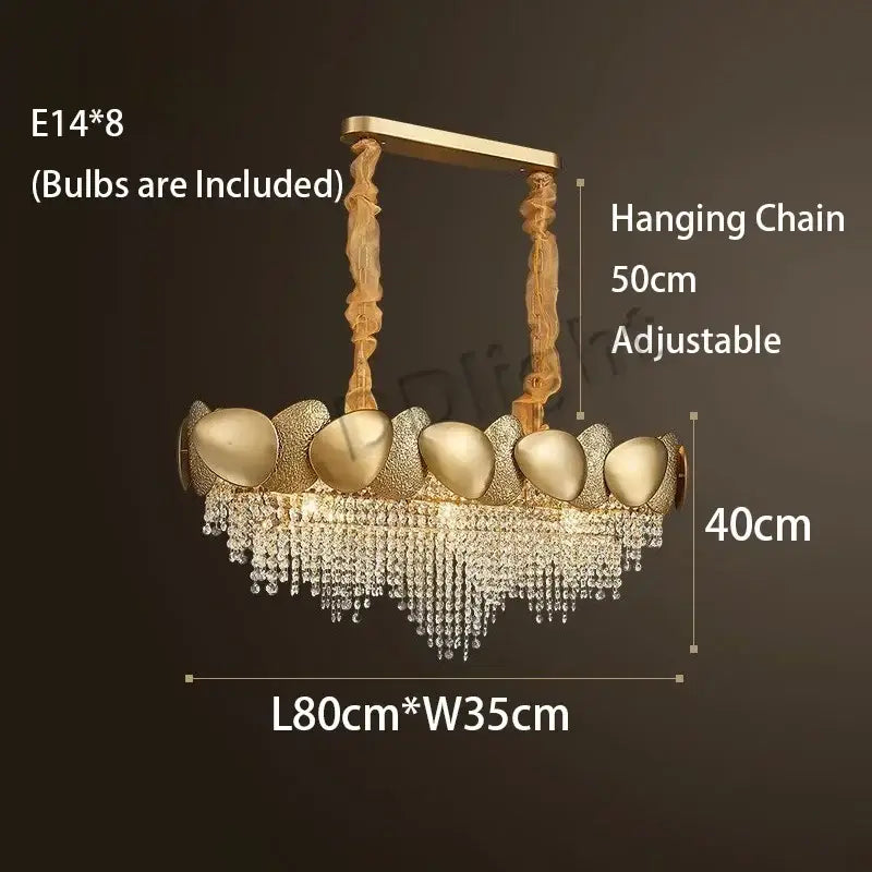 Gold Crystal Pendant Light With Crystal Tassels