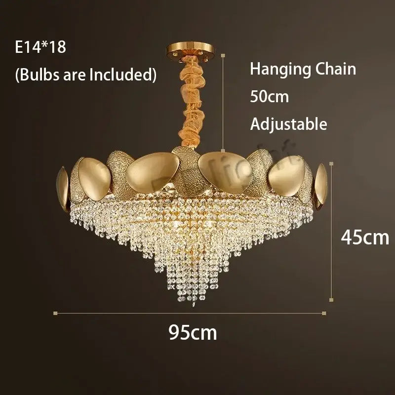 Gold Crystal Pendant Light With Crystal Tassels