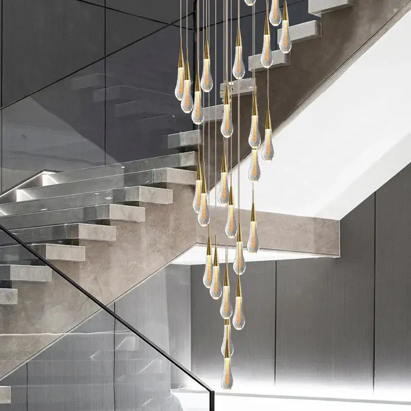 Gold Crystal Teardrop Chandelier