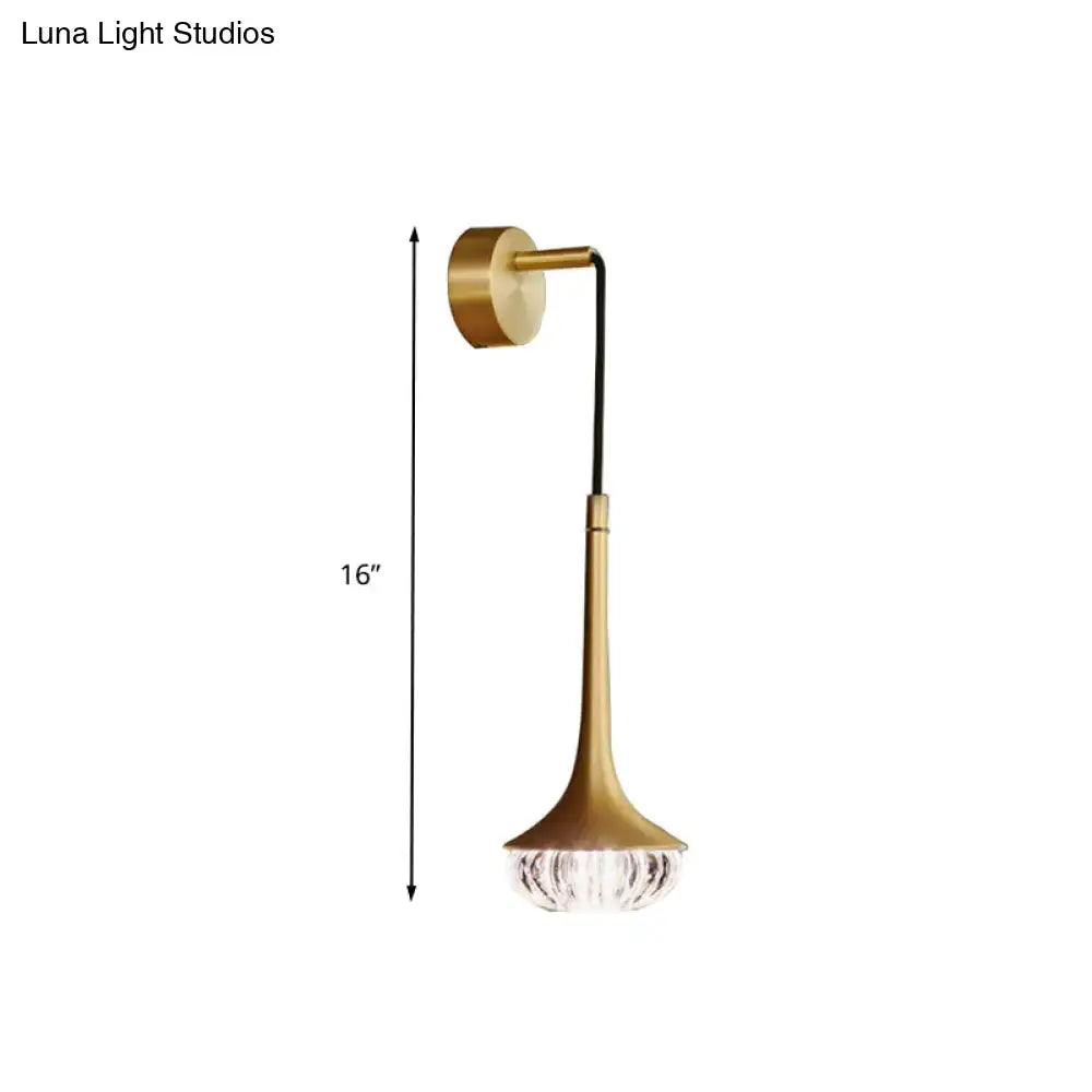 Gold Crystal LED Wall Sconce for Bedroom