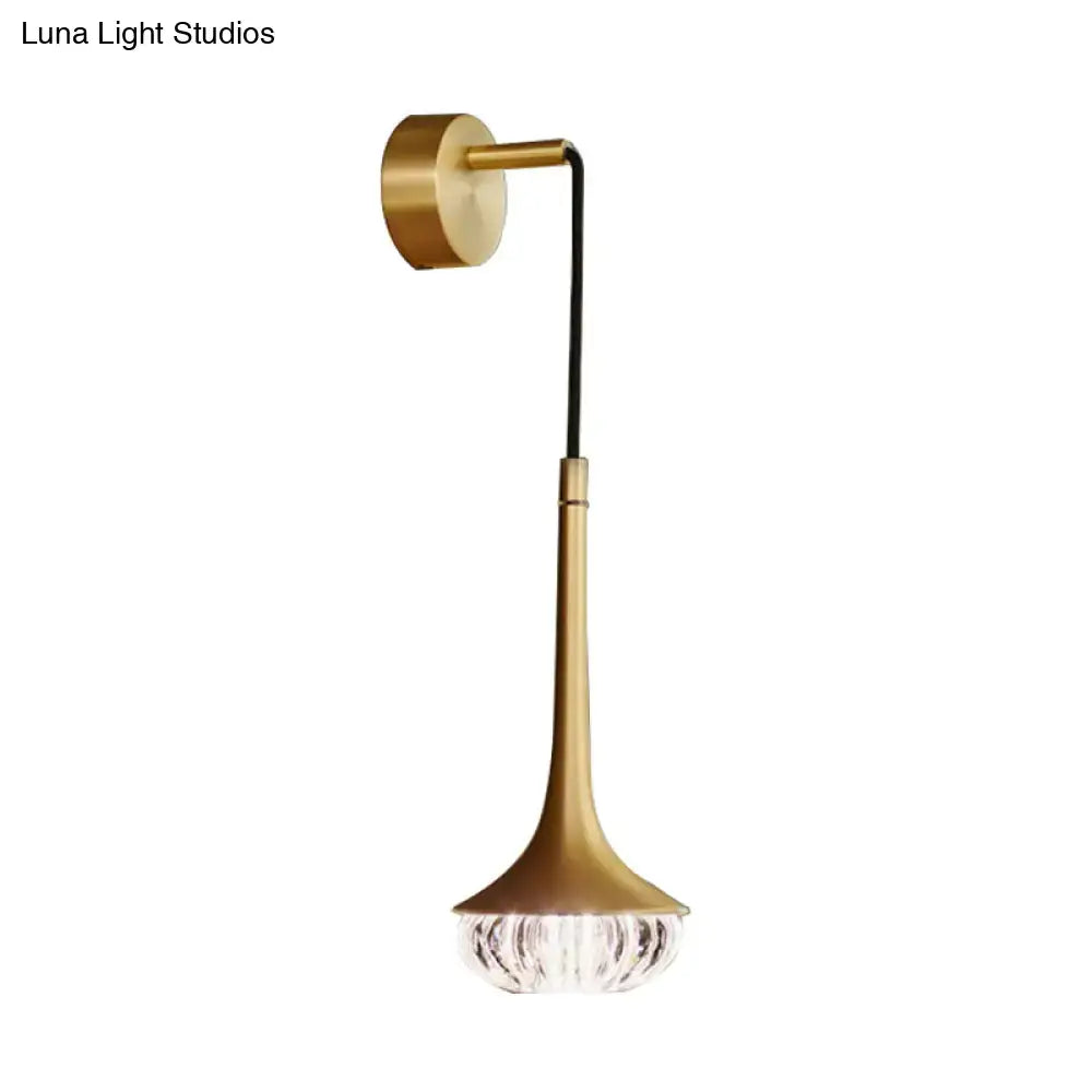 Gold Crystal LED Wall Sconce for Bedroom