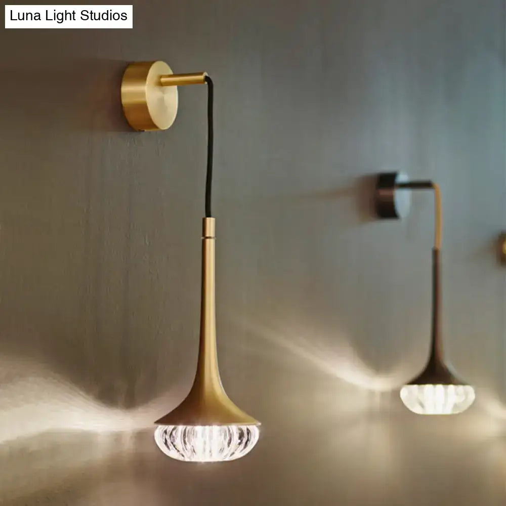 Gold Crystal LED Wall Sconce for Bedroom