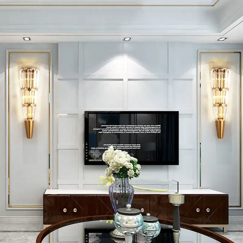 Gold Crystal Torch Wall Lamp
