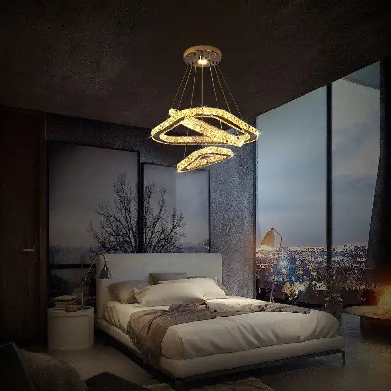 Gold Crystal Triangle Chandelier
