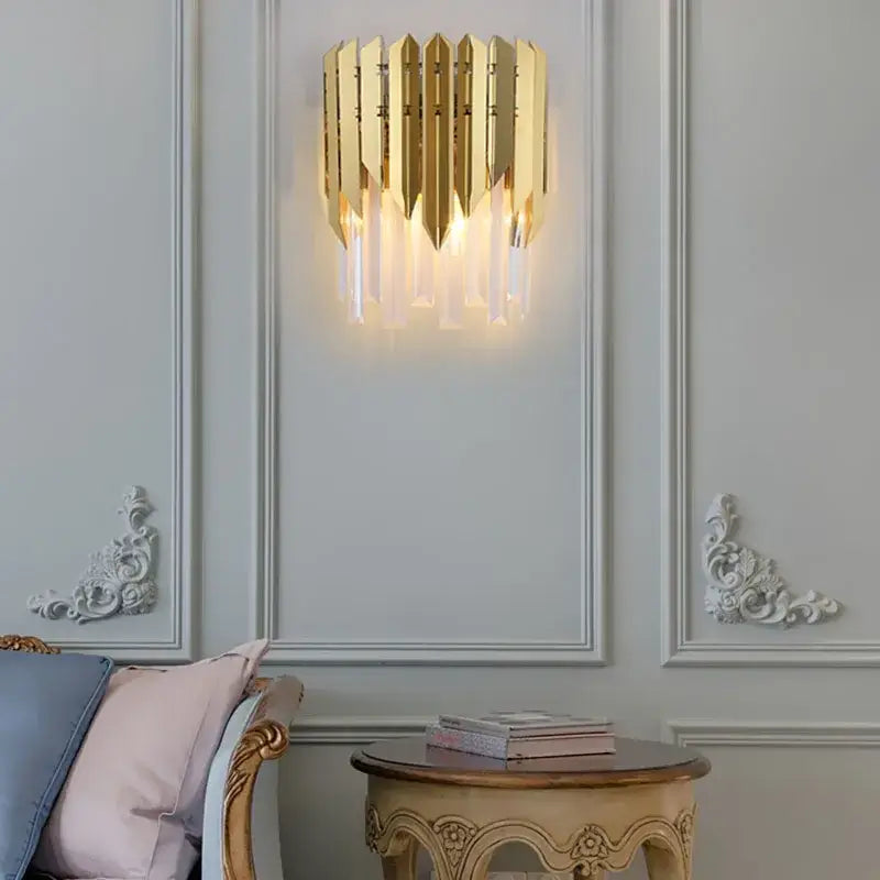 Gold Metallic Crystal Sconce