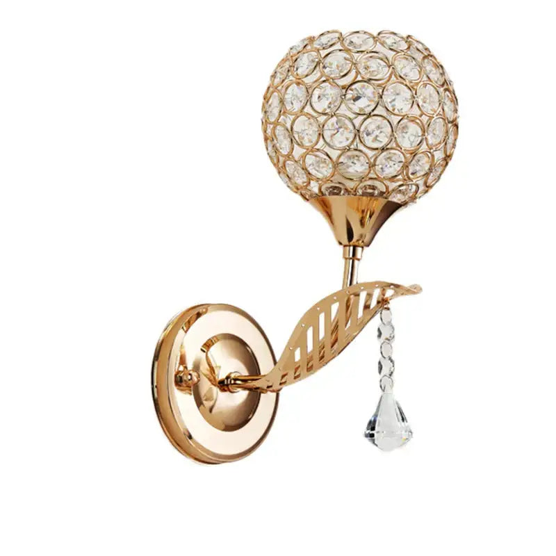 Gold Spherical Wall Sconce with Frosted Glass