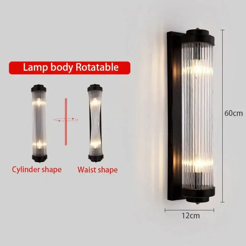 Gold Glass Rods Wall Sconce
