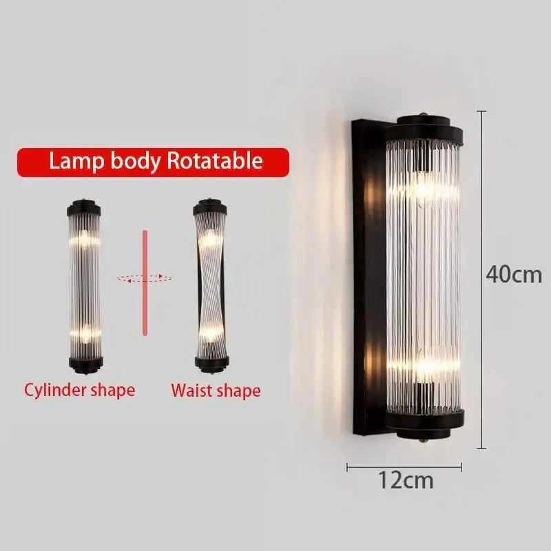 Gold Glass Rods Wall Sconce