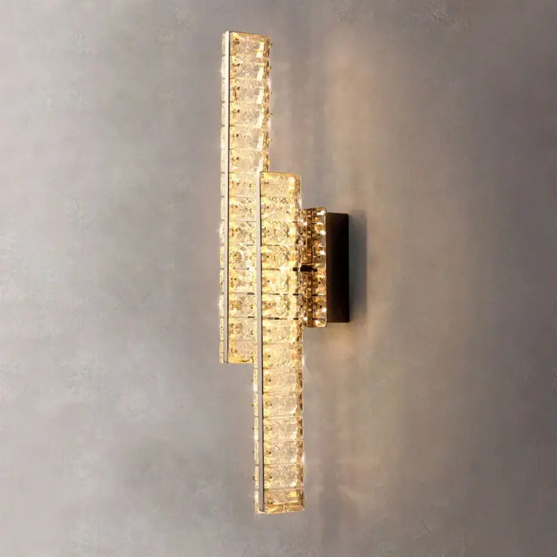 Gold Crystal Wall Lamp V-Shaped Design H33cm