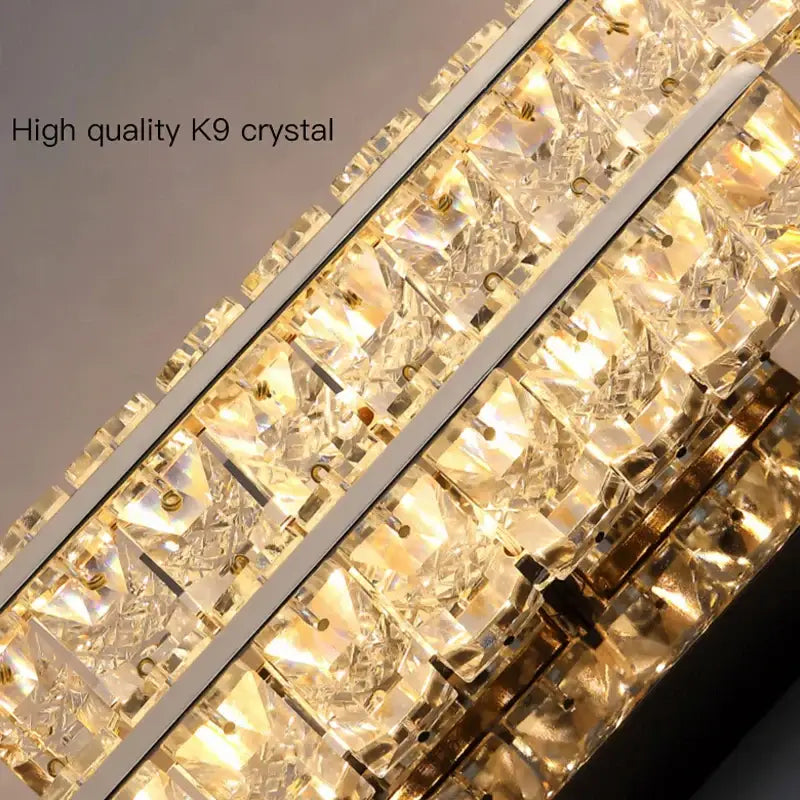 Gold Crystal Wall Lamp V-Shaped Design H33cm
