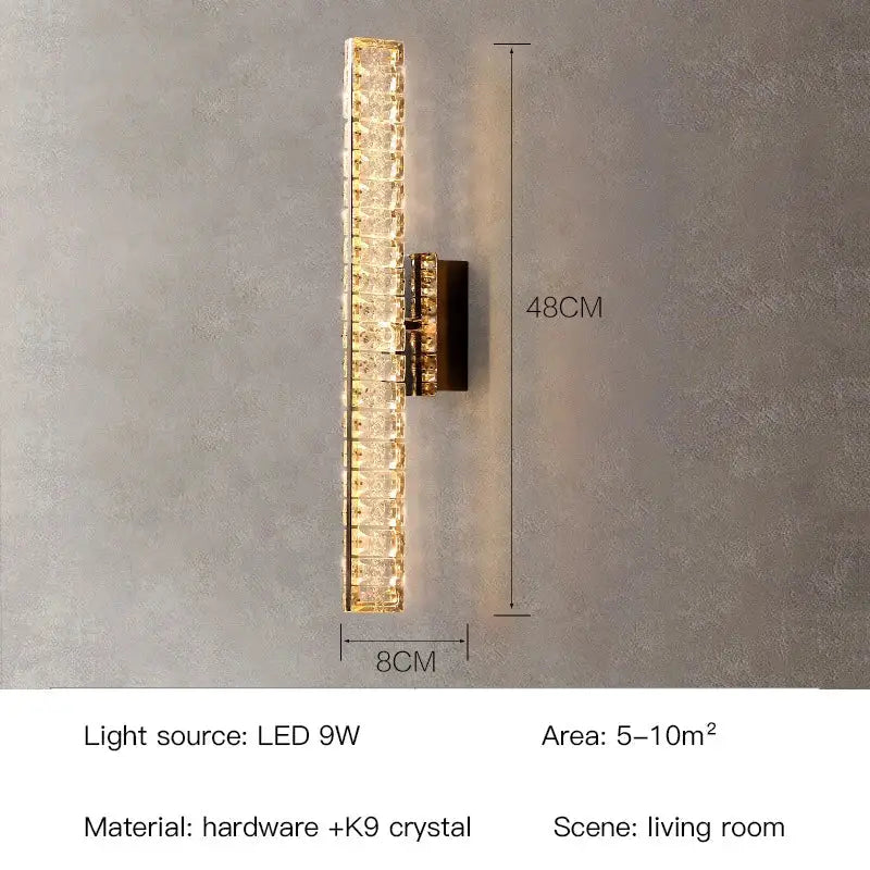 Gold Crystal Wall Lamp V-Shaped Design H33cm