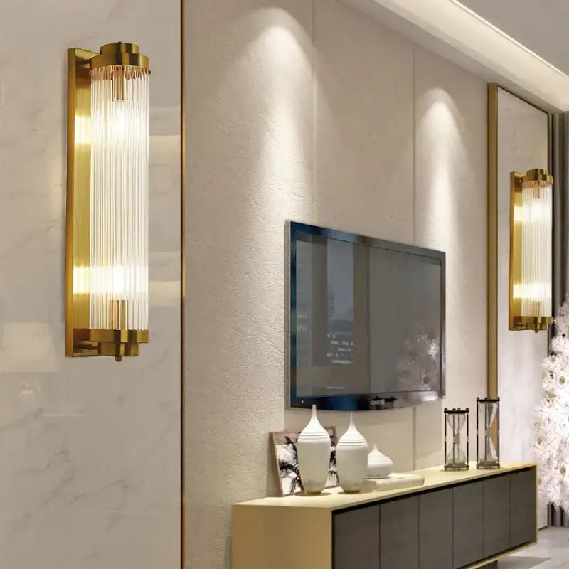 Gold Crystal Glass Sconce L60cm Clear Glass