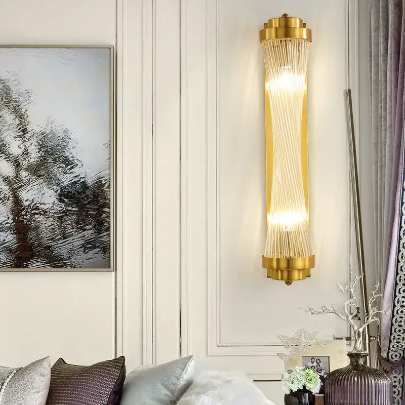 Gold Crystal Glass Sconce L60cm Clear Glass