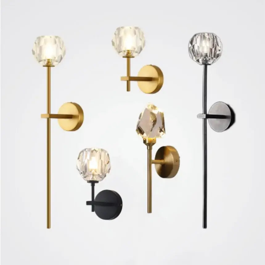 Gold Crystal LED Sconce with Large Option