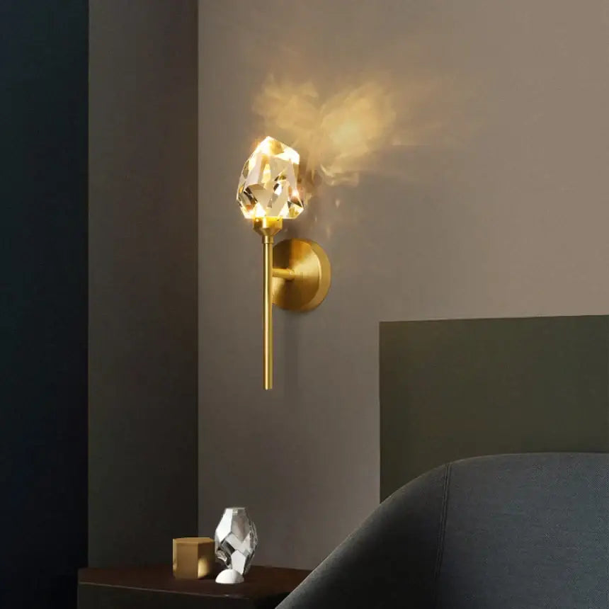 Gold Crystal LED Sconce with Large Option