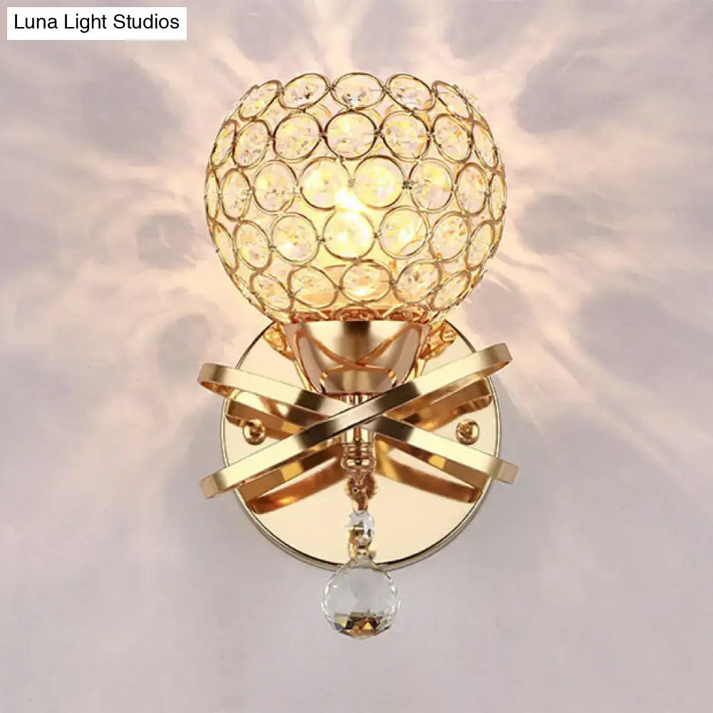 Gold Crystal Ball Sconce
