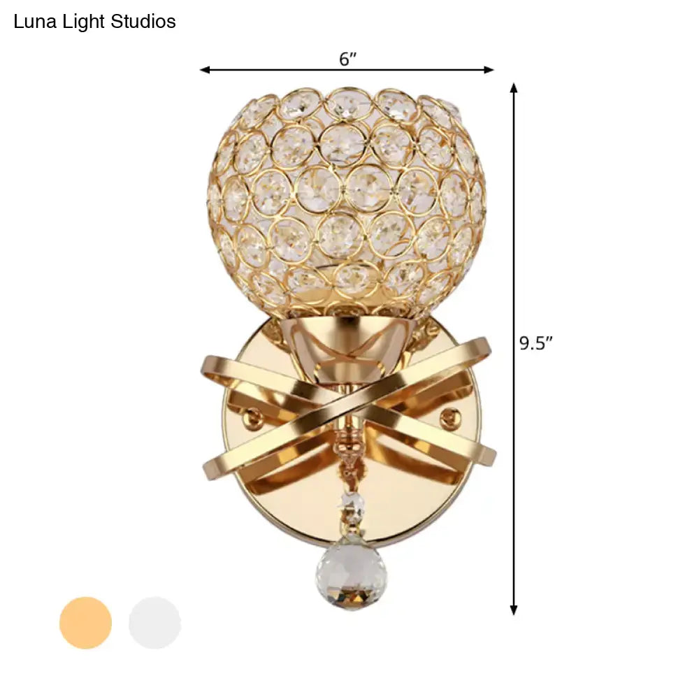 Gold Crystal Ball Sconce