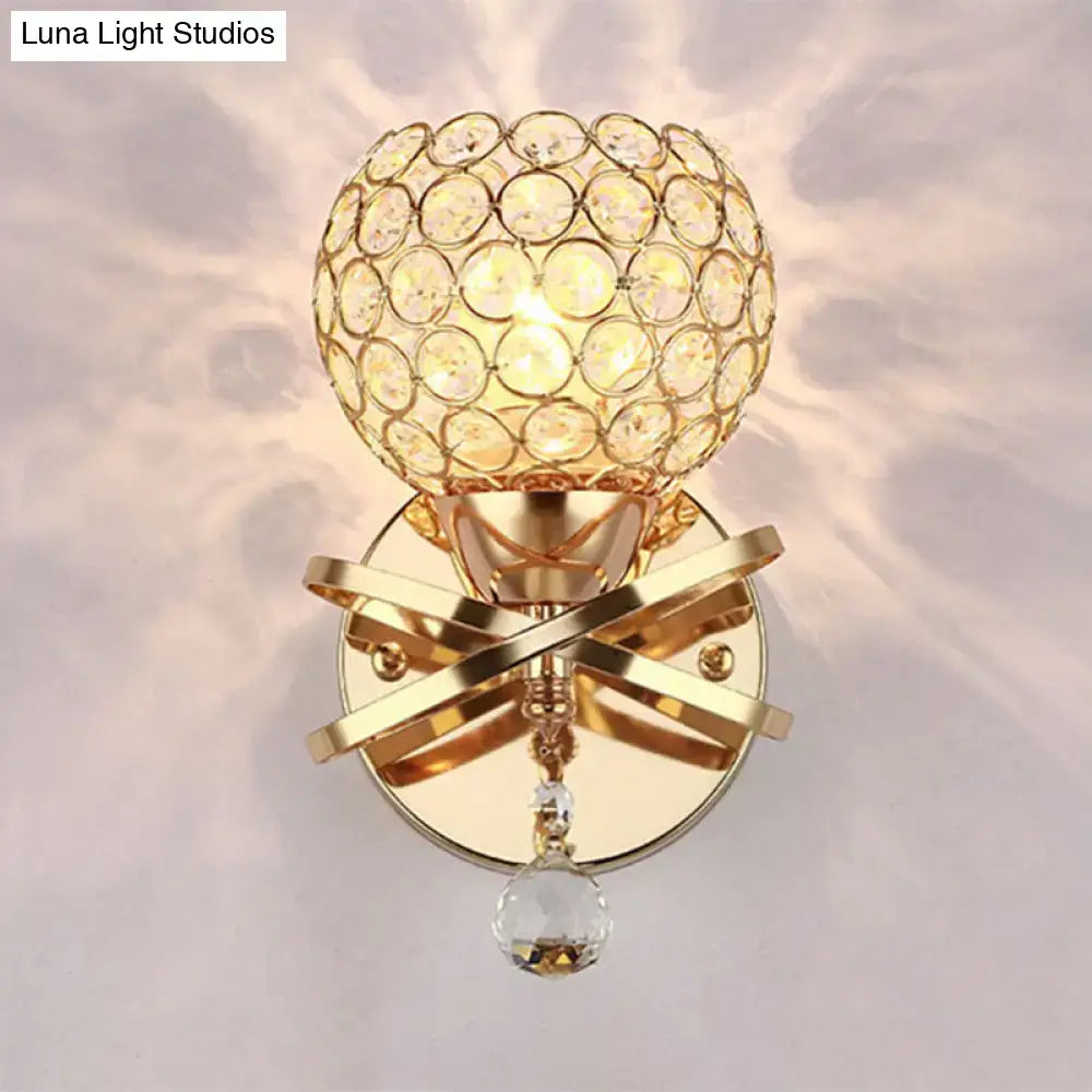 Gold Crystal Ball Sconce