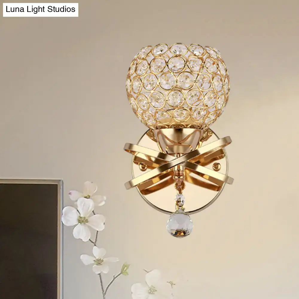 Gold Crystal Ball Sconce