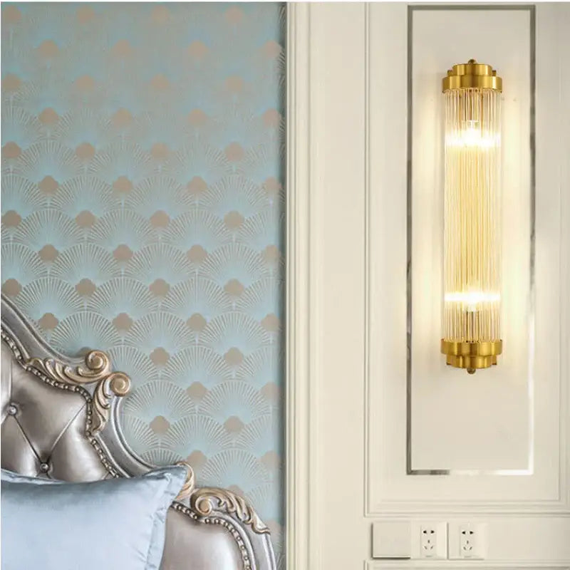 Gold Glass Wall Sconce L60cm for Bedside