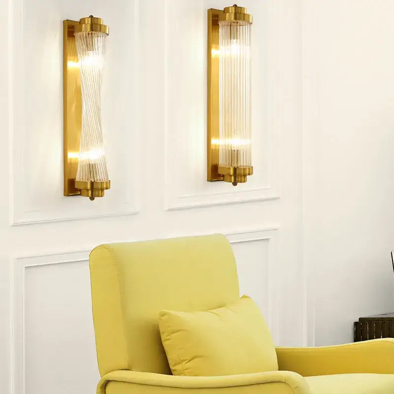 Gold Glass Wall Sconce L60cm for Bedside