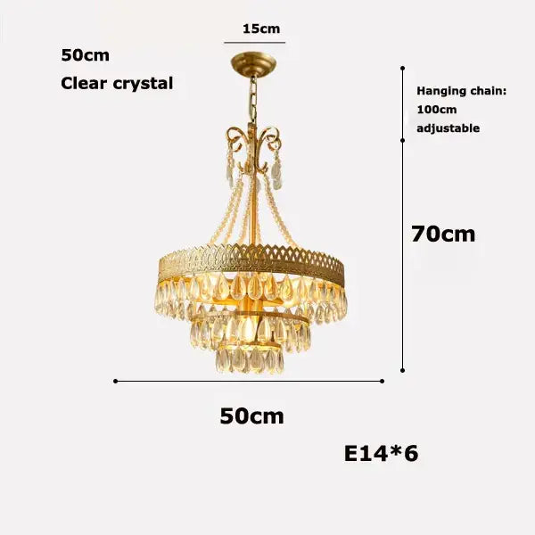 Gold Crystal Chandelier with Pink Glass Beads