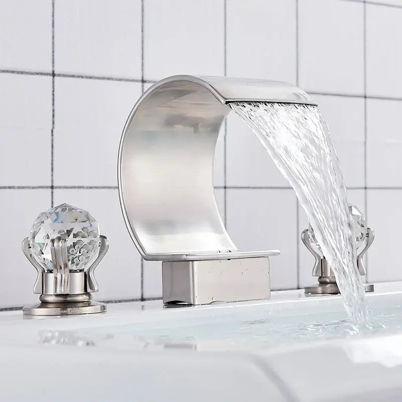 Gold Waterfall Basin Faucet Wide Spout Spa Style