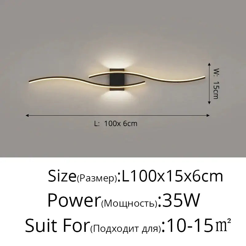 Black LED Wall Lamp Sleek Modern Bedroom Style