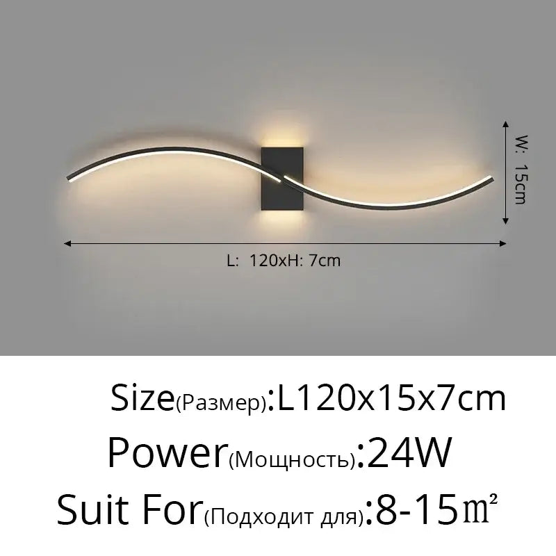 Black Modern LED Wall Lamp for Bedroom and Hallway