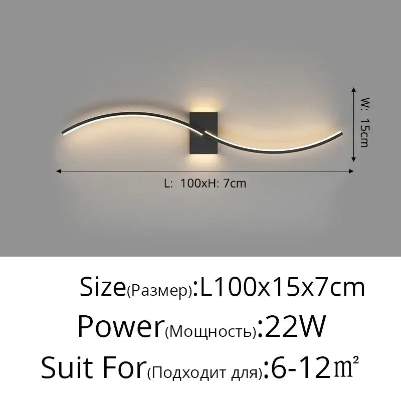 Black Modern LED Wall Lamp for Bedroom and Hallway