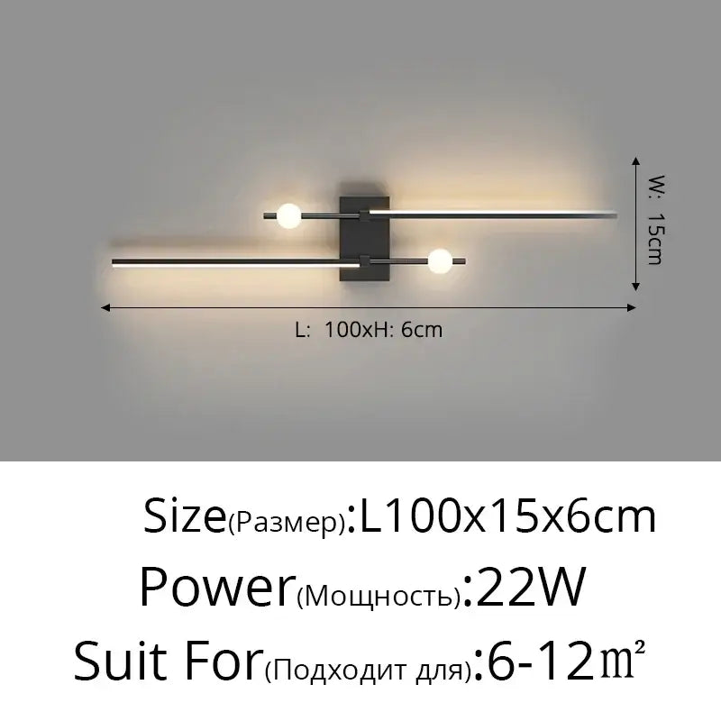 Black Modern LED Wall Lamp for Bedroom and Hallway
