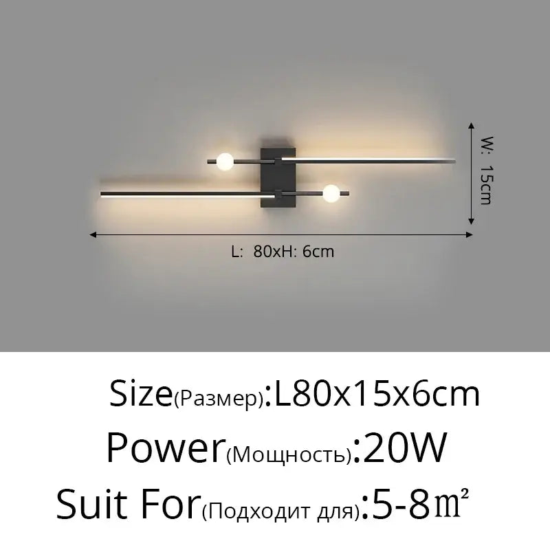 Black Modern LED Wall Lamp for Bedroom and Hallway