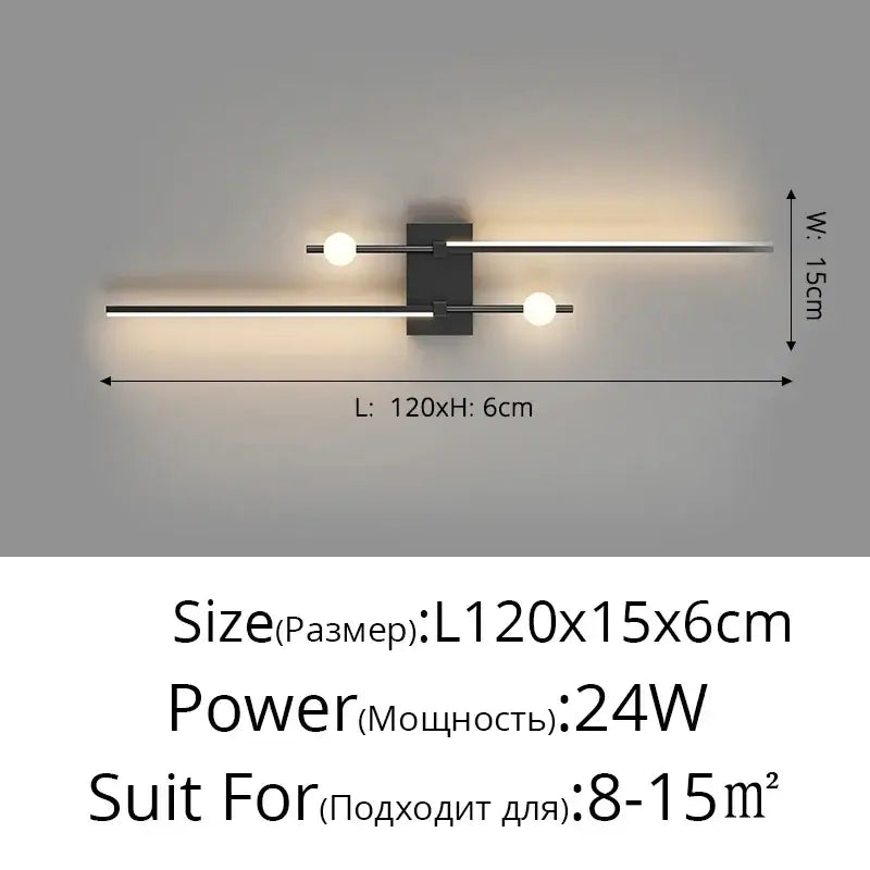Black Modern LED Wall Lamp for Bedroom and Hallway