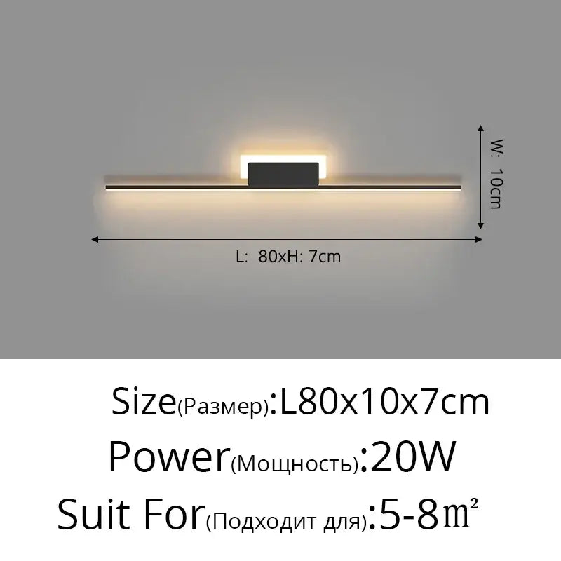 Black Modern LED Wall Lamp for Bedroom and Hallway