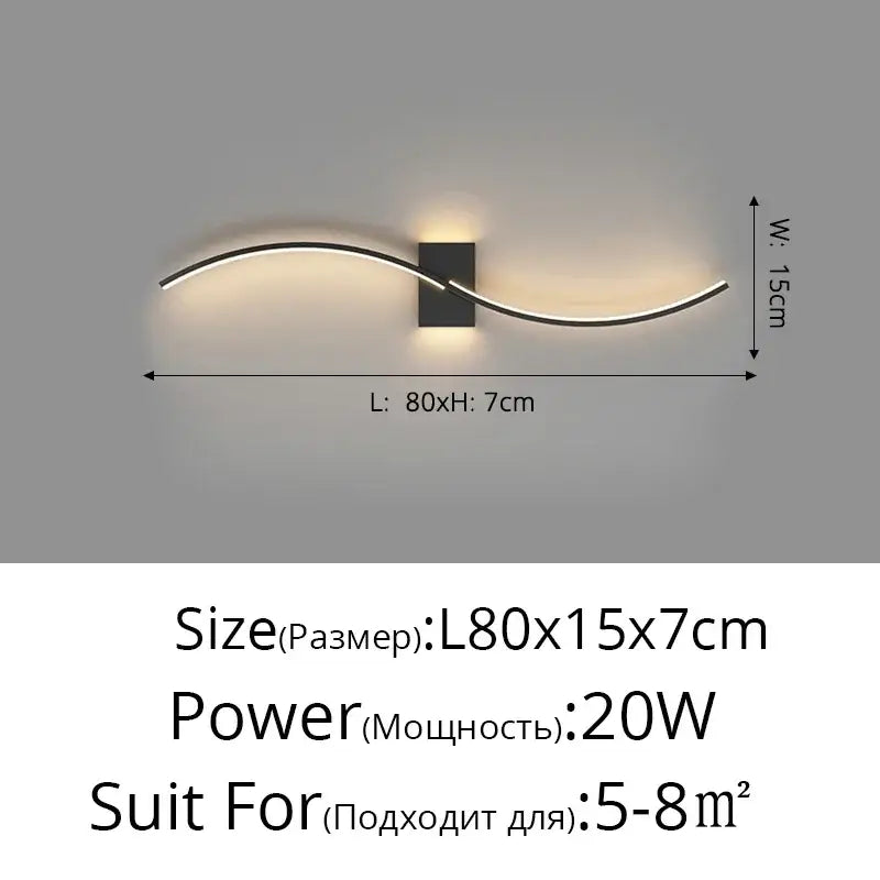 Black Modern LED Wall Lamp for Bedroom and Hallway