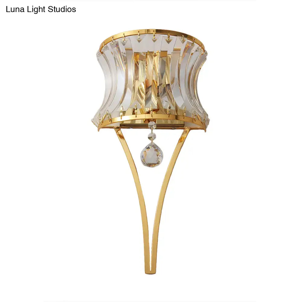 Gold Crystal Wall Light Vintage Prism Style